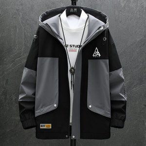 Contrast versatile sports hooded jacket men's coat